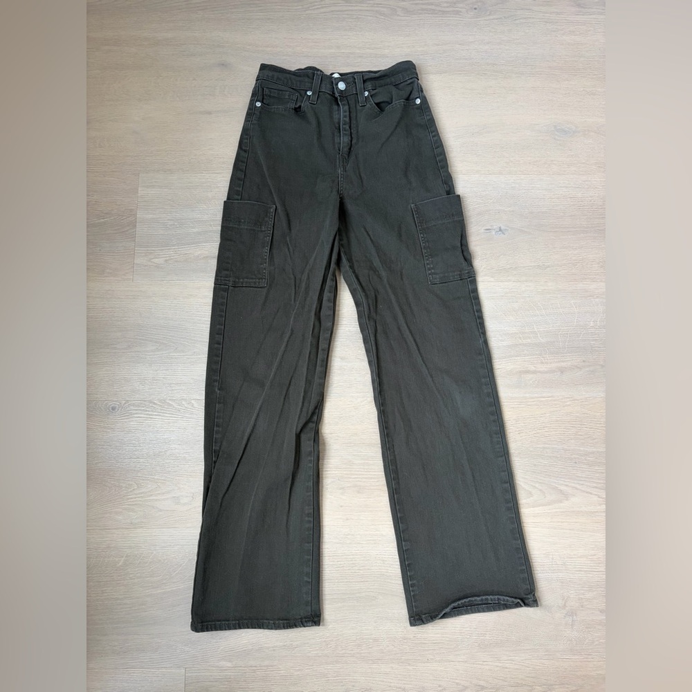 Levi's Olive Green High-Rise Loose Straight Pants